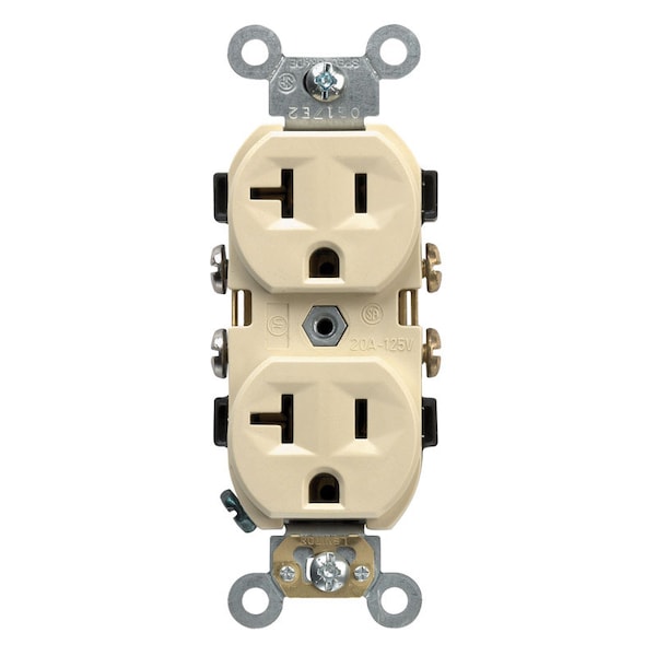 Leviton Straight Blade Receptacle, 5-20R, 20 A, 125V AC, Self-Grounded CBR20-00I - main